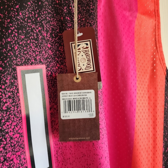 2011 Miami Heat Chris Bosh #1 Mitchell & Ness Men's Splatter NBA Swingman Jersey - Picture 7 of 13